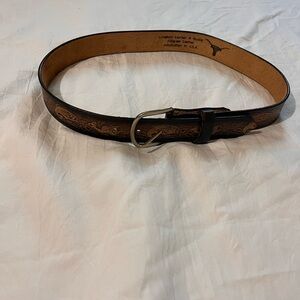 Brown Leather Belt with Silver Buckle